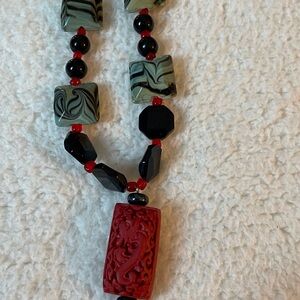 cinnabar carved dragon Necklace